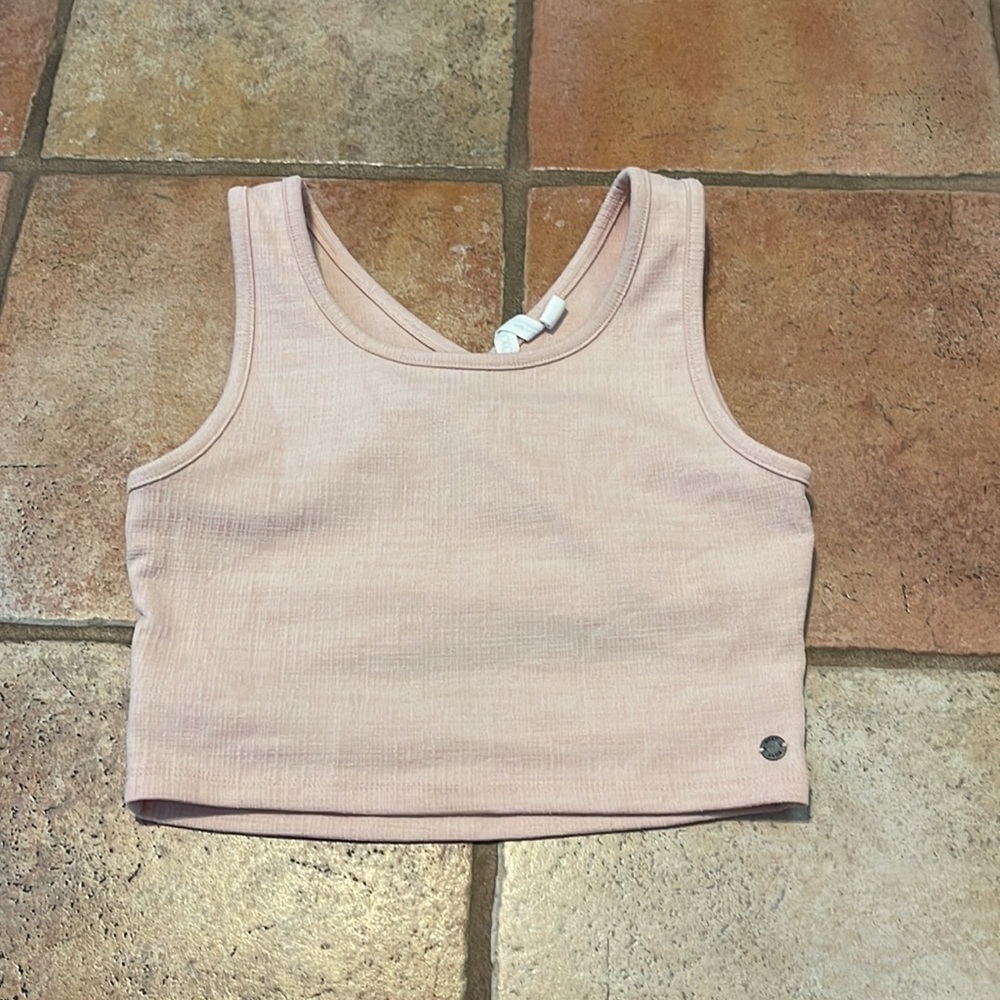 Roxy Pale Pink Ribbed Crop Tank Top